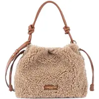 Lancaster Sac besace A lacets coulissants M Moumoute Cognac