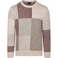 State of Art Pull Col Rond Blocs Bordeaux sur Multicoloré Beige taille XXL