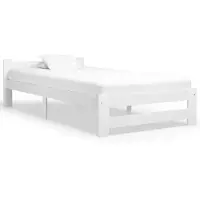 vidaXL Cadre de lit blanc pin massif 90x200 cm