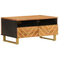 vidaXL Table basse marron et noire 80x54x40 cm en bois massif de manguier