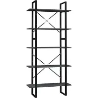 vidaXL Bibliothèque à 5 niveaux Gris 80x30x175 cm Bois de pin
