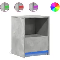 vidaXL Armoire de chevet et lumières LED gris béton bois d'ingénierie
