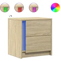 vidaXL Armoires de chevet et lumières LED 2 pcs chêne sonoma