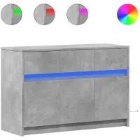 vidaXL Armoire TV avec éclairage LED gris béton 91x34x61 cm
