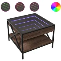 vidaXL Table basse avec Infinity-LED brun imitation chêne 50x50x38 cm