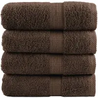 vidaXL Serviettes de toilette premium SOLUND 4 pièces Marron 30 x 30 cm 600 g/m²
