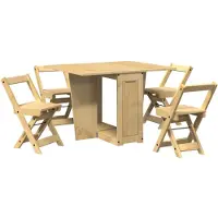 vidaXL Ensemble de table à manger Butterfly de 5 pièces en pin brun ciré Corona