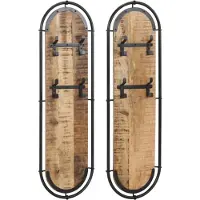 vidaXL Porte-manteaux muraux 4 crochets 2pcs bois massif manguier brut