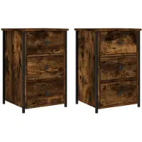 vidaXL Tables de chevet 2 pcs chêne fumé 40x36x60 cm bois d’ingénierie