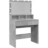 vidaXL Coiffeuse avec éclairage LED gris béton 80x41x134,5 cm