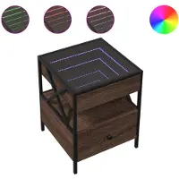vidaXL Table de chevet avec LED infini chêne marron 40x40x51 cm