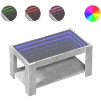 vidaXL Table basse LED gris béton 93x53x45 cm Bois composite