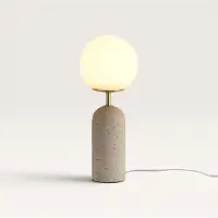 LUSENZ - Lampe de table Naeva travertino 25W IP20 Sphère blanche Socle travertin Petite