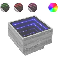 vidaXL Table d'appoint avec LED Gris Sonoma 40x40x30 cm Bois composite