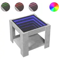 vidaXL Table basse LED gris béton 53x53x45 cm Bois composite