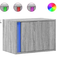 vidaXL Table de chevet murale avec lumières LED sonoma gris