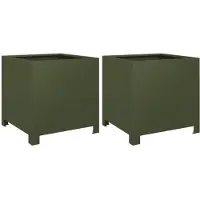 vidaXL Jardinières 2 pcs vert olive 40x40x40 cm acier