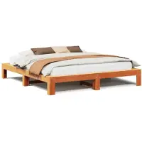 vidaXL Lit en bois massif, sans matelas, en pin brun cireux 180x200