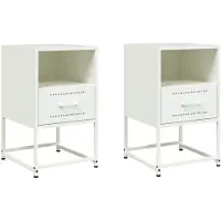 vidaXL Tables de chevet 2 pcs blanc 36x39x60,5 cm acier