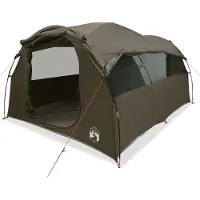vidaXL Tente familiale en forme de tunnel, pour 6 personnes, couleur marron, imperméable