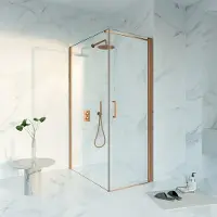 FortiFura Galeria Cabine de douche - 70x120x200 - Profil verre de sécurité - anticalcaire - Cuivre brossé PVD (Cuivre) SW1122478/SW797917/SW876702