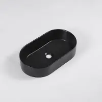 Qeramiq Dely Vasque à poser - 52x30x11.5cm - ovale - céramique - noir mat 8228_MB