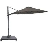 Axi Solis Parasol Déporté Rond avec Pied de Parasol, Ø 300 Cm, Anthracite/Taupe | Pour Le Jardin / Terrasse Avec Armature Thermolaquée | Housse De