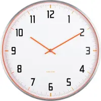 Karlsson Sports, Horloge, murale, ronde, orange, blanche, aluminium, pile