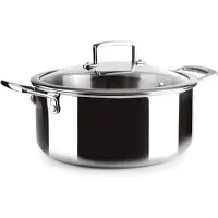 Ibili Casserole Triply Natural, 24 cm, en acier inoxydable, compatible avec les plaques à induction, sans revêtement antiadhésif