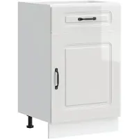 vidaXL Armoire basse de cuisine Kalmar blanc brillant Matériau dérivé du bois