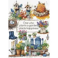 Luca S Kit de point de croix - B2424 - Plantes du jardin - Toile Aida 16ct (6,4 pts/cm) - 29x40 cm - 53 couleurs