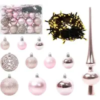 vidaXL , ensemble de boules de Noël, 61 pièces, 150 LED, lumière blanche chaude, diamètre 6 cm