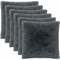 vidaXL Housse De Coussin 6 Pcs Heerlen Anthracite 55 X 55 Cm Fleece Pv