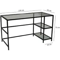 Skye Decor , bureau de travail Master / 130 x 60 cm M101, bureaux, noir, verre, 130 x 75 x 60 cm