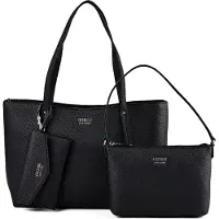 GUESS pour femme. HWPG9648240 Sac tote à fermeture éclair supérieure Brenton noir (OSFA), Casuel, Polyuréthane
