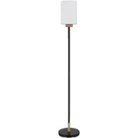 Globo Lampe sur pied ROWENA, verre, noir mat, opale, douille E27, hauteur 150 cm