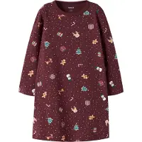 Name it Chemise de nuit 'NMFVismas' jaune / vert foncé / lie de vin / rouge carmin