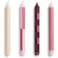 HAY - Bougies décoratives - H 24 cm - Rose et bordeaux - Lot de 4 (4 pcs)