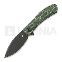 Trollsky Knives Couteau pliant Mandu Evo Limited, Green Turtle G-10, Black Stonewash