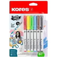 Kores Kreative Acrylmarker Acrylic, 6er Blister Flüssigtinte, einfach schütteln und malen, kein Pumpen (6x)