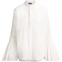 Ralph Lauren pour femme. 211B23719001 Chemise en coton et soie blanc (38), Classique, Manche longue