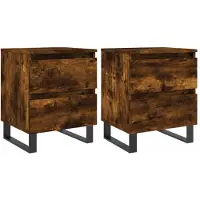 vidaXL Tables de chevet 2 pcs chêne fumé 40x35x50 cm bois ingénierie