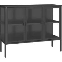 En.casa Buffet vitrine 'Borshavisa' acier 3 portes verre clair 80 x 100 x 35 cm noir