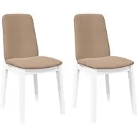 vidaXL Chaises de salle à manger avec coussins 2 pcs. Blanc Bois massif Hévéa