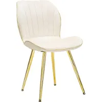 Mauro Ferretti Ensemble De 2 Chaises Paris Space Crème/Or - Chaises Rembourrées En Velours Synthétique Avec Dossier Ergonomique - Design Glamour Contemporain