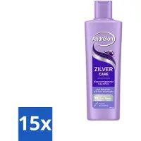 Unilever 15 flacons de shampooing Andrélon Zilver Care - 250 ml - Pack économique - 15 pièces
