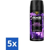 Axe - Déodorant spray - Patchouli violet - Rafraîchissant - Parfum épicé - 150 ml - Pack avantage - 5 pièces