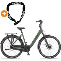 Tomos EB 14 - VTT électrique - 28 pouces - Moteur 250W - Autonomie de 160 km - 7 vitesses - Freins à disque hydrauliques - Batterie 748Wh - Cadre bas - Vert olive mat