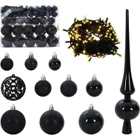 vidaXL , ensemble de boules de Noël, 61 pièces, 150 LED, lumière blanche chaude, diamètre 6 cm