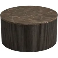 Ebuy24 Ida table basse Ø80 cmReproduction marbre brun.